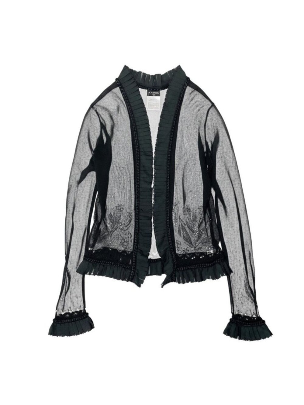 Chanel E8 Knit Cardigan Bolero Lace Floral Pattern 36 Sizes Black 100% Rayon